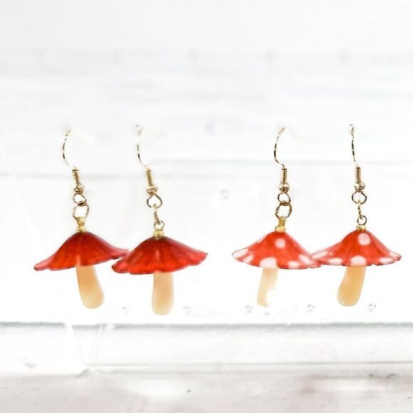 Acrylic Mushroom Dangle Drop Earrings - Picture 9 of 9